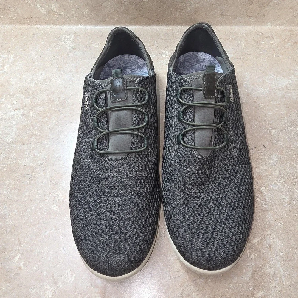 OluKai Alapa Li Shoes Men 9.5 Green Knit Slip On Casual Comfort‎ Lightweight